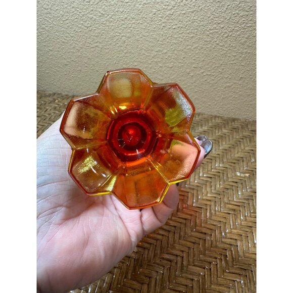 Vintage Fenton Handmade Orange Glass Vase  Ruffled Edge & Pedestal Base - Picture 6 of 7
